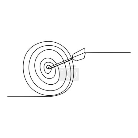 Ilustración de Una sola línea continua de flechas y blancos aislados sobre fondo blanco. - Imagen libre de derechos