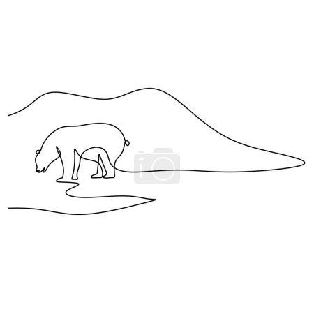 Téléchargez les illustrations : Une seule ligne continue de gros ours polaires isolés sur fond blanc. - en licence libre de droit