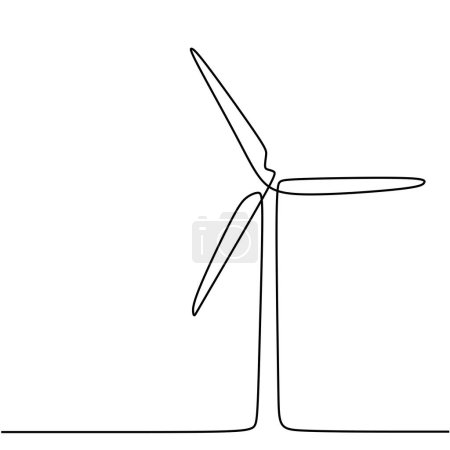Téléchargez les illustrations : Énergie éolienne en dessin d'art continu à une ligne. Générateur d'éoliennes pour l'électricité. - en licence libre de droit