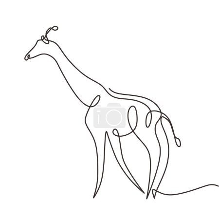 Illustration for Giraffe in continuous one line art drawing. Vector illustration isolated. Minimalist design handdrawn. - Royalty Free Image