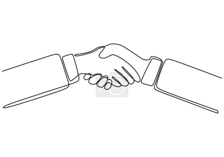 Illustration for Businessmen shaking hands. Continuous one line art drawing. Vector illustration agreements and acquisition concept. - Royalty Free Image