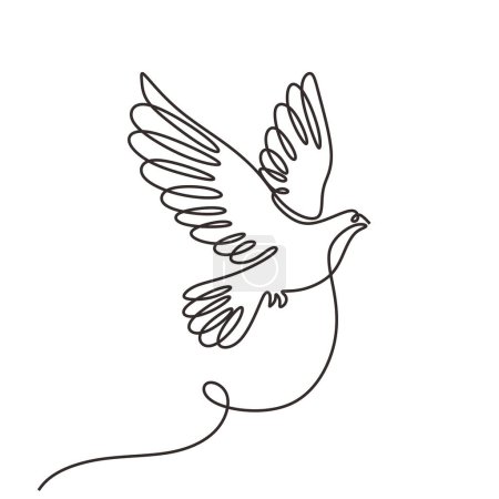 Ilustración de Pájaro volando. Dibujo continuo de una línea de arte. Ilustración vectorial aislada. Diseño minimalista a mano. - Imagen libre de derechos