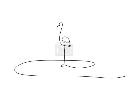 Illustration for Flamingo bird in continuous one line art drawing. Vector illustration isolated. Minimalist design handdrawn. - Royalty Free Image