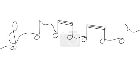 Illustration for Single line drawing of music note. Continuous one hand drawn abstract symbols. - Royalty Free Image