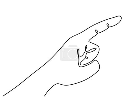 Illustration for One line drawing of hand pointing finger. Vector illustration creative idea of problem up. - Royalty Free Image