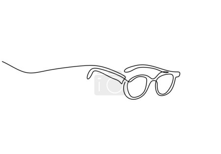 Illustration for One line drawing of glasses. Single line art. Editable stroke vector illustration. Eye protection concept. - Royalty Free Image