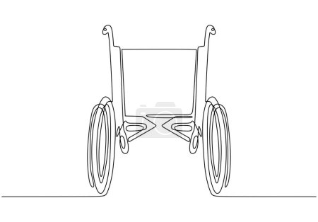 Téléchargez les illustrations : Dessin continu d'une ligne d'un fauteuil roulant pour les personnes handicapées. Illustration vectorielle. - en licence libre de droit