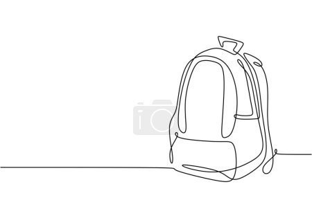 Illustration for School bag in continuous one line art drawing. Vector illustration education stuff. - Royalty Free Image