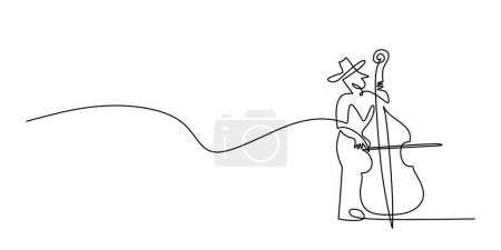 Illustration for Violinist man playing violin. Continuous one line music drawing art Vector illustration. - Royalty Free Image
