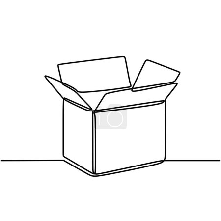 Illustration for Open box one continuous line drawing. Vector gift surprise concept. - Royalty Free Image