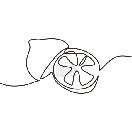 Ilustración de Fruto de limón en continuo dibujo de una línea. Comida de cal concepto saludable. Ilustración vectorial aislada. Diseño minimalista a mano. - Imagen libre de derechos