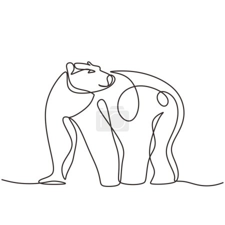 Illustration for Bear wild animal in continuous line art drawing. One single outline wildlife concept. Vector illustration isolated. Minimalist design handdrawn. - Royalty Free Image