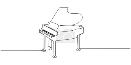 Illustration for Classic piano one line art drawing. Music instrument object vector illustration. Hand drawn sketch continuous single outline. Classical string viola for melody playing. - Royalty Free Image