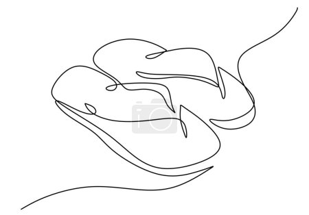 Illustration for Flip flops beach in continuous one line drawing. - Royalty Free Image