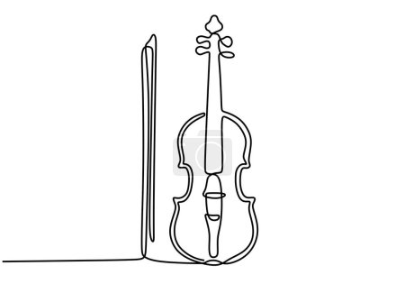 Ilustración de Instrumento de violín de línea continua. Música clásica para melodía y sinfonía. - Imagen libre de derechos