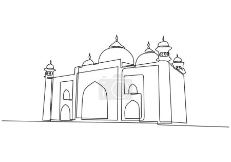 Téléchargez les illustrations : Grande mosquée en dessin continu d'une ligne d'art. Édifice religieux illustration vectorielle AVC modifiable. - en licence libre de droit