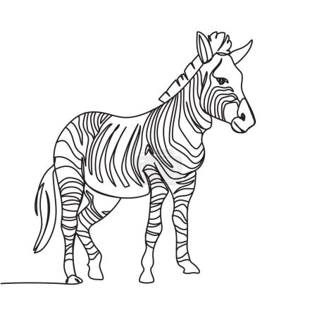 Illustration for Zebra in continuous one line drawing. Vector illustration isolated. Minimalist design handdrawn. - Royalty Free Image