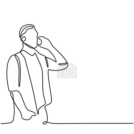 Illustration for Continuous one line people talking with phone. Business communication concept vector illustration. - Royalty Free Image