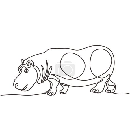 Ilustración de Hippopotamus in Continuous single line art drawing. Vida silvestre animal hipopótamo. Ilustración vectorial aislada. Diseño minimalista a mano. - Imagen libre de derechos
