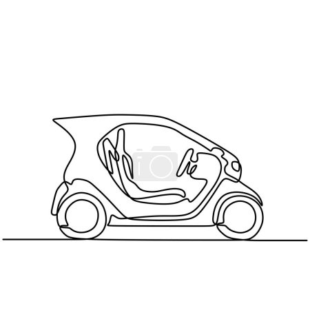 Illustration for Electric car one line drawing. Continuous single outline vehicle with battery. Unique design concept. - Royalty Free Image