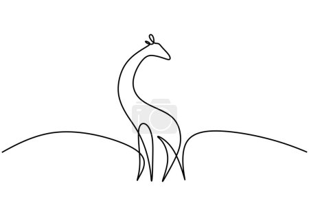 Téléchargez les illustrations : Girafe en dessin continu d'une ligne d'art. Concept de zoo animalier sauvage. Illustration vectorielle isolée. Design minimaliste dessiné à la main. - en licence libre de droit