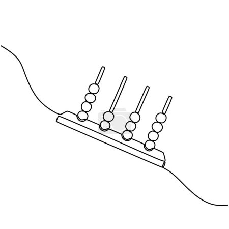 Ilustración de Cálculo de ábaco de madera en un dibujo de arte de una línea - Imagen libre de derechos