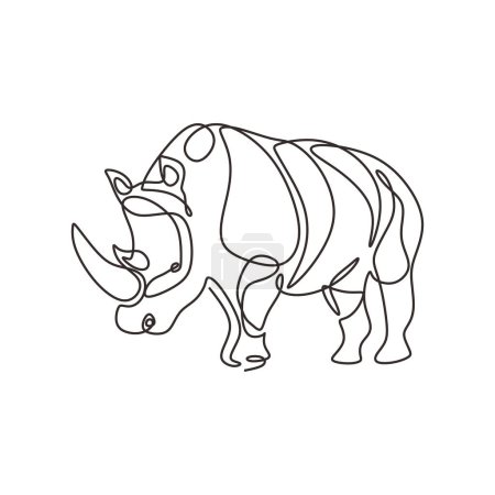 Ilustración de Rhino en continuo dibujo de una línea. Ilustración vectorial aislada. Diseño minimalista a mano. - Imagen libre de derechos