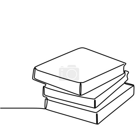 Illustration for Education one line art drawing. Stack of books continuous line vector illustration. Study and literacy concept. - Royalty Free Image
