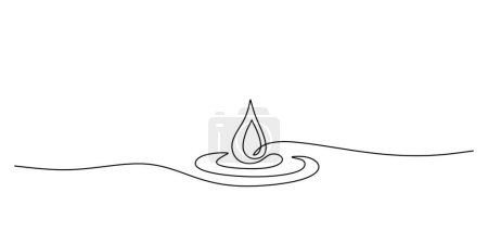Gota de agua en dibujo continuo de una sola línea