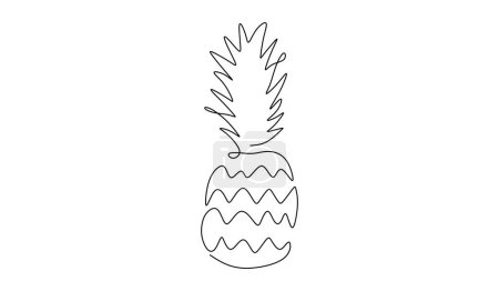 Illustration for Continuous line drawing pineapple fruit. Healthy food natural organic concept. Vector illustration editable stroke. - Royalty Free Image