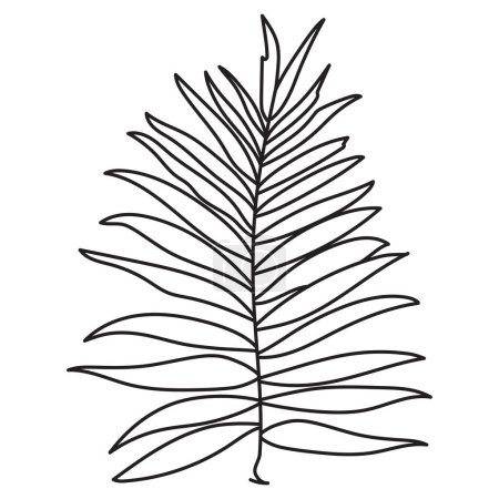 Illustration for Palm leaf continuous one line drawing. Vector illustration isolated. Minimalist design handdrawn. - Royalty Free Image