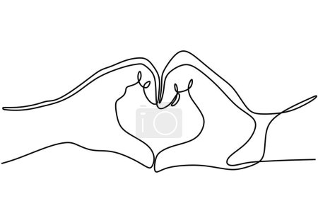 Ilustración de Una línea Dibujo de símbolos de mano concepto de amor. Un gesto dibujado a mano para la tarjeta de San Valentín. - Imagen libre de derechos