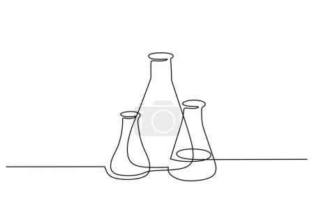 Illustration for Laboratory glasses in continuous one line art drawing. Vector illustration chemistry and biology for lab experiment. - Royalty Free Image