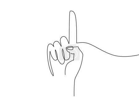 Illustration for One line drawing hand pointing gesture. Finger instruction concept. Vector illustration isolated. Minimalist design handdrawn. - Royalty Free Image