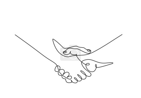 Ilustración de Dando la mano en continuo dibujo de una línea de arte. Ilustración vectorial de relaciones y acuerdos comerciales. - Imagen libre de derechos