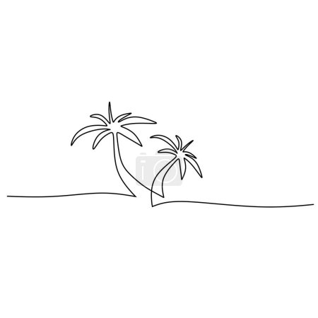 Illustration for Coconut tree continuous line drawing. Vector illustration isolated. Minimalist design handdrawn. - Royalty Free Image