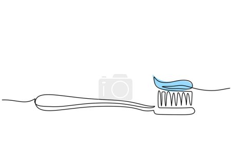 Illustration for Toothbrush Continuous one line drawing. Brushing teeth care concept. Vector illustration symbol of Oral care center. - Royalty Free Image