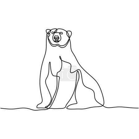 Illustration for Bear in continuous one line art drawing. Animal wildlife. Vector illustration isolated. Minimalist design handdrawn. - Royalty Free Image