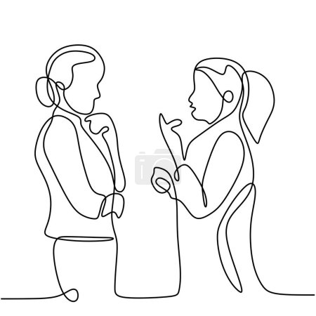 Illustration for Business discussion of man and woman continuous line drawing one lineart design minimalist vector illustration. - Royalty Free Image