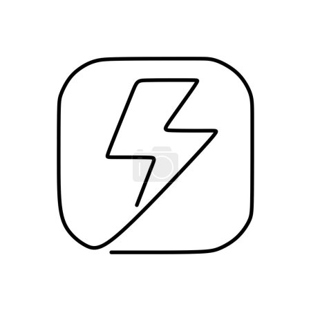 Lightning electric power vector icon in continuous one line art drawing