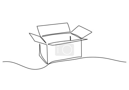Illustration for Open box one continuous line drawing. Vector gift surprise concept. - Royalty Free Image