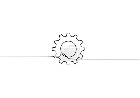 Illustration for Gear continuous single line drawing. Vector illustration isolated. Minimalist design handdrawn. - Royalty Free Image