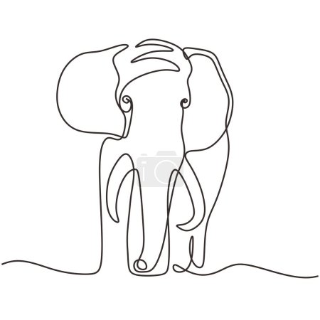 Ilustración de Elefante en continuo dibujo de una línea de arte. Ilustración vectorial aislada. Diseño minimalista a mano. - Imagen libre de derechos