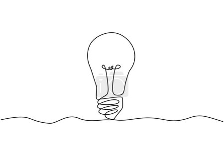 Illustration for Continuous one line drawing of electric light bulb. Concept of idea emergence. Vector illustration. One continuous single line isolated on white background. - Royalty Free Image