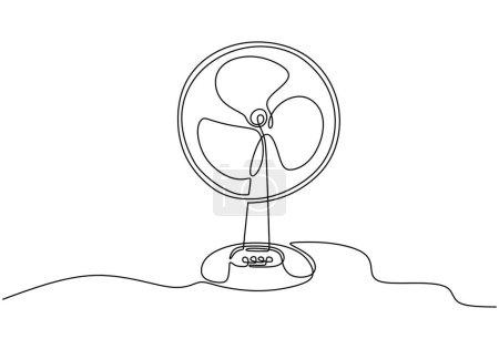 Illustration for Continuous line drawing of electric standing blow fan home appliance. Vector illustration house electrical equipment concept. - Royalty Free Image