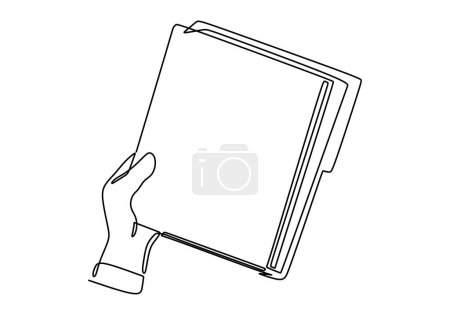 Téléchargez les illustrations : Document papier de carte à main. Un dessin d'art de ligne. - en licence libre de droit