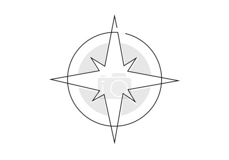 Ilustración de Símbolo de brújula en dibujo continuo de una línea. Ilustración vectorial aislada. Diseño minimalista a mano. - Imagen libre de derechos