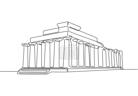 Téléchargez les illustrations : Parthénon Grèce maison traditionnelle en continu un dessin d'art linéaire. Bâtiment traditionnel illustration vectorielle AVC modifiable. - en licence libre de droit