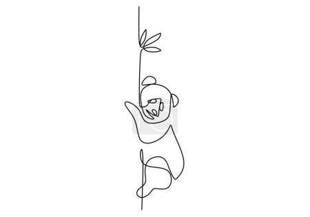 Ilustración de Panda dibujo de una línea. Animal salvaje línea continua concepto de arte. Ilustración vectorial aislada. Diseño minimalista a mano. - Imagen libre de derechos