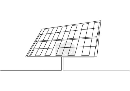 Téléchargez les illustrations : Un dessin linéaire de panneaux solaires. Générateur de lumière solaire pour centrale électrique. Illustration vectorielle de trait modifiable à contour unique. - en licence libre de droit